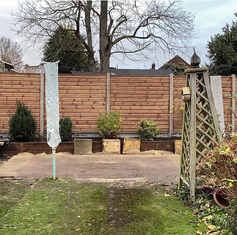 Garden fence panels with concrete posts